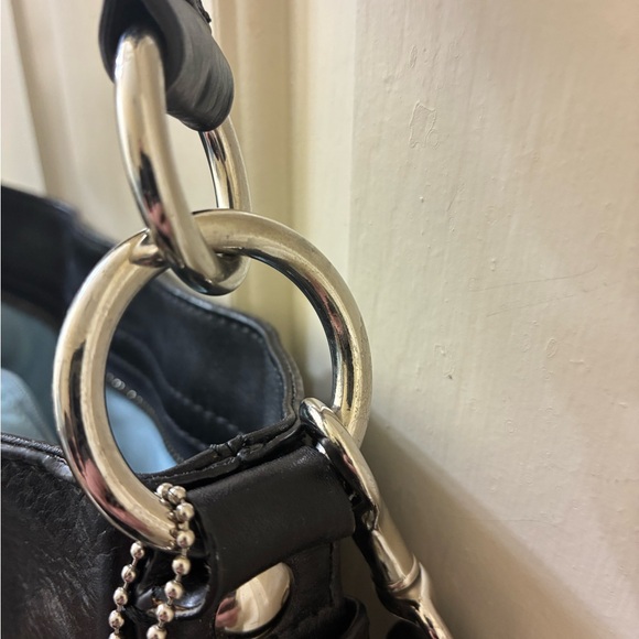 COACH ZOE SIGNATURE CONVERTIBLE HOBO BAG BLACK - Picture 6 of 13